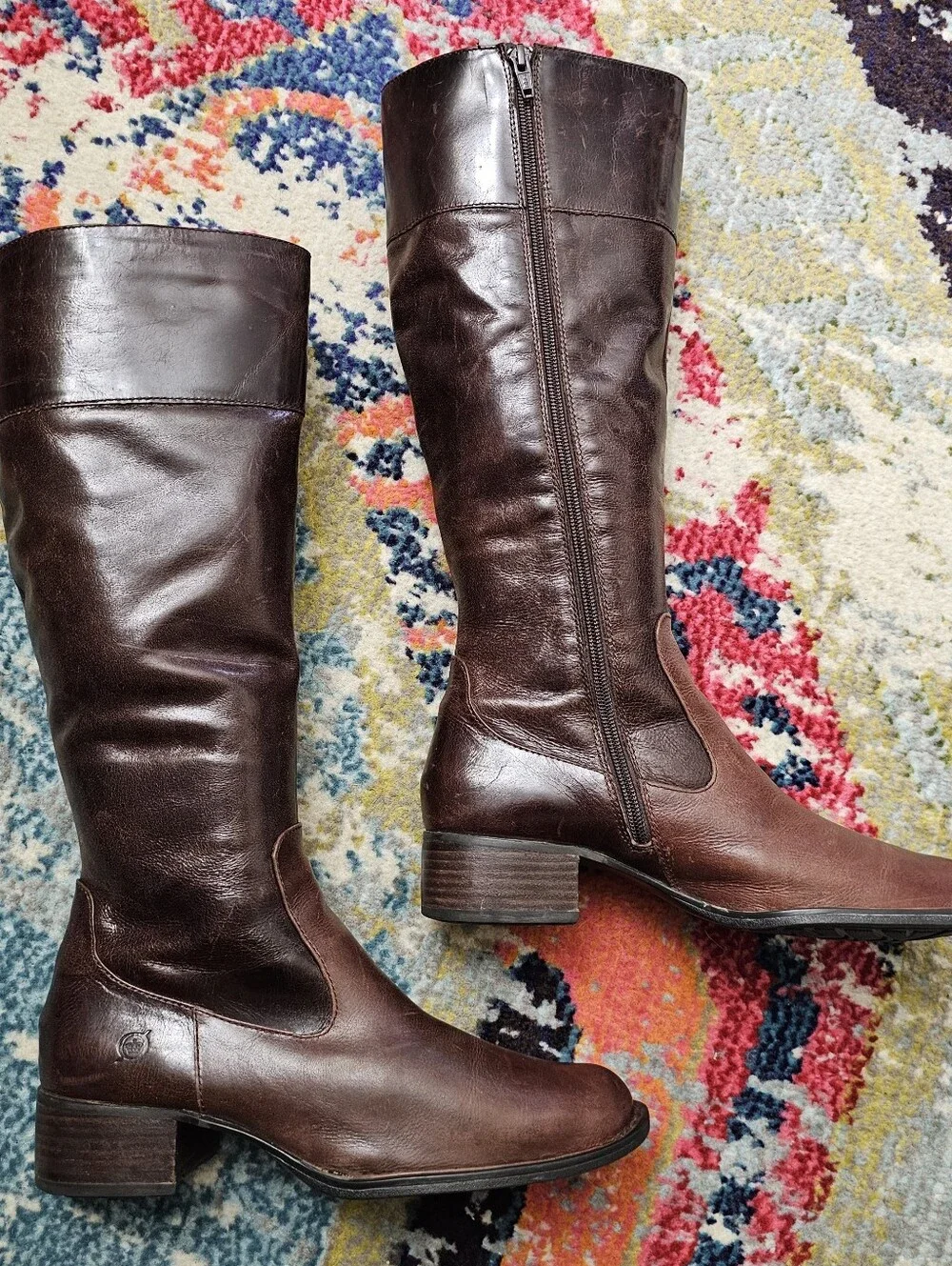 Born Knee High Boots Leather Riding Womens Size 7 / EU 38 Brown Side Zip - Picture 2 of 12